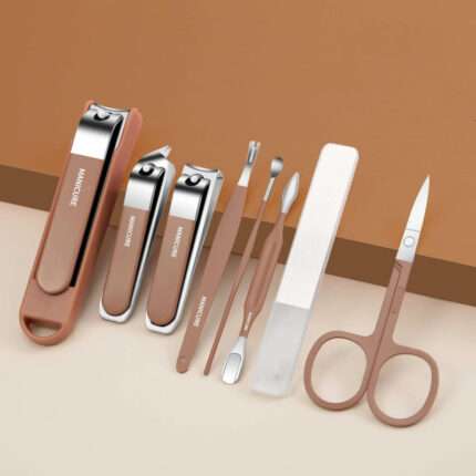 Anti Splash Nail Care 8 Pcs Manicure Set (Brown) (3)