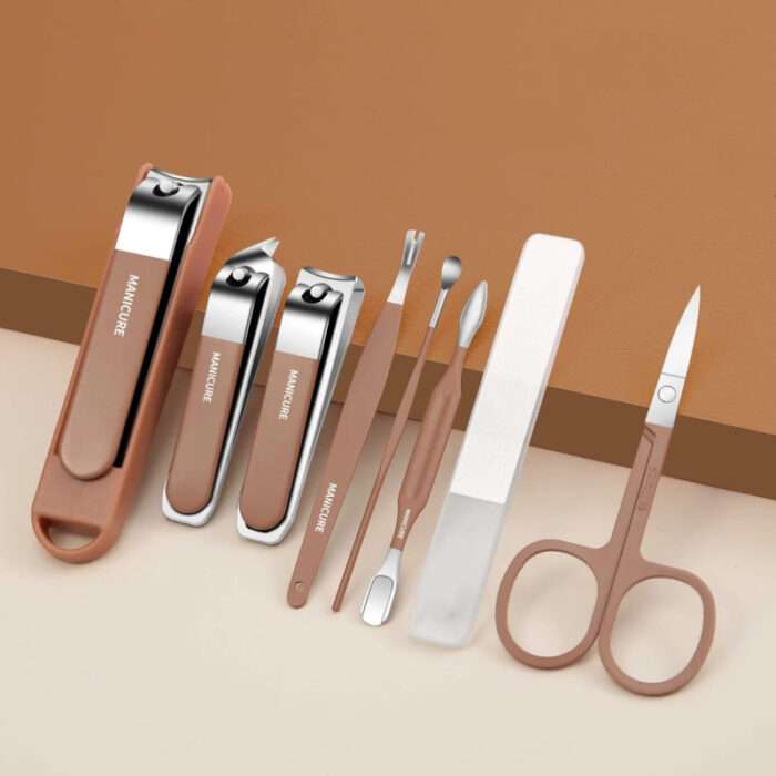 Anti Splash Nail Care 8 Pcs Manicure Set (Brown) (3)
