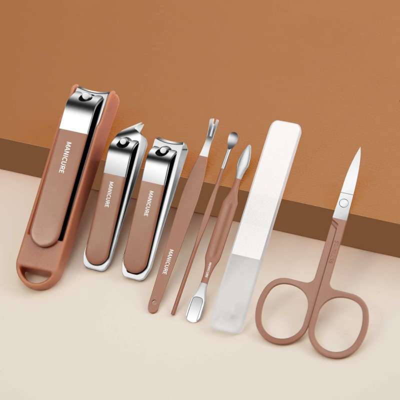 Anti Splash Nail Care 8 Pcs Manicure Set (Brown) (3)