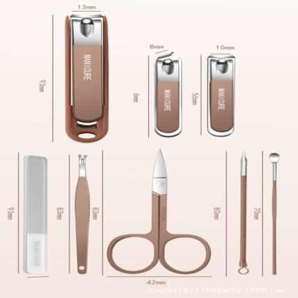Anti Splash Nail Care 8 Pcs Manicure Set (Brown) (4)